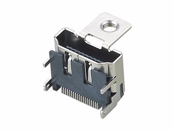 HDMI A型19P母座 90度四腳插板針貼片 帶單耳有孔