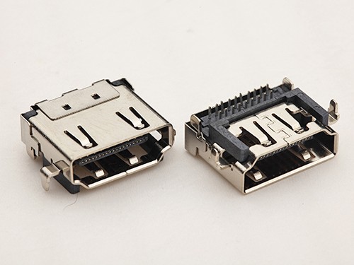HDMI A型19P母座 90度臥式沉板四腳插板 雙排針DIP插板